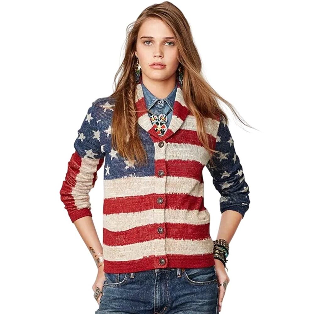 Denim & Supply Ralph Lauren American Flag Knit Cardigan Sweater NEW - Picture 11 of 12